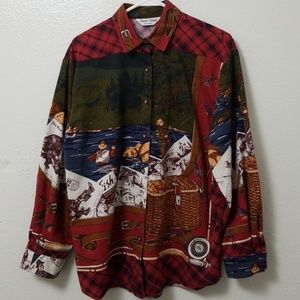Vintage Sharon Young Red Fish and Stream Shirt